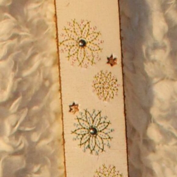 Y2K FOSSIL Leather Boho VTG Belt, Flowers Stripes Dots Size Lrg - Picture 5 of 7